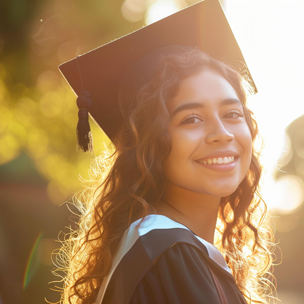 smile on graduating student